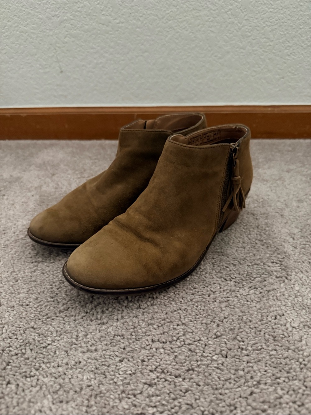 Vionic Suede Ankle Booties in Cognac Brown